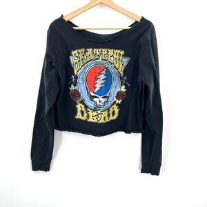 Grateful Dead graphic band long sleeve t-shirt cropped upcycled boho festival M